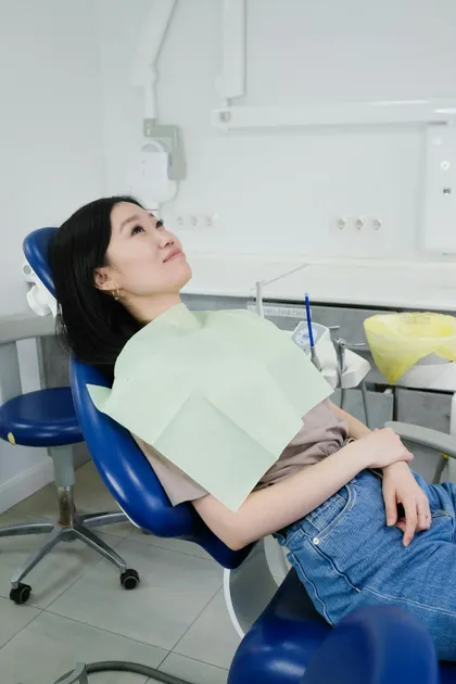 Patient relaxed in a dental treatment chair at a modern clinic in Turkey