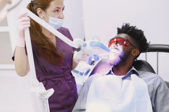 Professional in-clinic teeth whitening procedure